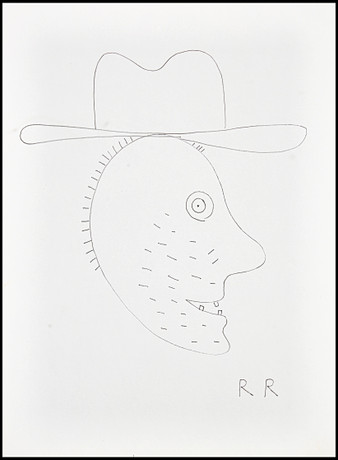 ROGER RISBERG (Sverige, Göteborg, 1956-2011). Man med hatt, monogramsignerad RR, tuschteckning. på auktion hos Crafoord Auktioner Stockholm