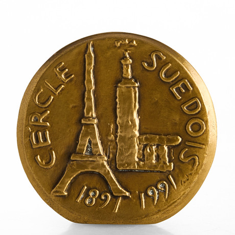 MEDALJ, Gudmar Olovson för Svensk penklubben, Paris 1991. på auktion hos Crafoord Auktioner Stockholm