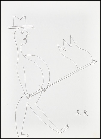 ROGER RISBERG (Sverige, Göteborg, 1956-2011). Fanbärare, monogramsignerad RR, tuschteckning. på auktion hos Crafoord Auktioner Stockholm