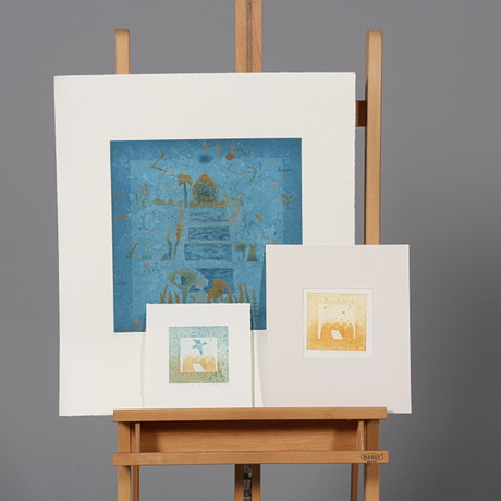 ÅKE HOLM. Lithographs, numbered, 9 pieces, signed Å Holm. Art