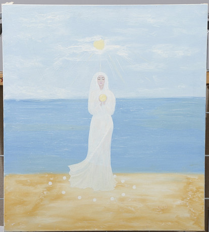 CHRISTIN OHLIN (1946-2025). "Sandpärlan II", olja på duk, signerad och daterad -91. på auktion hos Växjö Auktionskammare