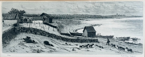 ERIK OLSSON SANDA (1919-2006). "Hammars, Fårö", etsning, 40/50, signerad daterad 65. på auktion hos Skandia Auktion