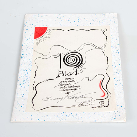 BENGT CARLING. Mapp, "10 blad om poesin leken och solens avkomma", numrerad 6/50. på auktion hos Laholms Auktionskammare