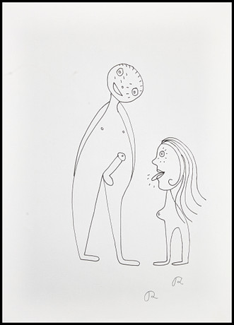 ROGER RISBERG (Sverige, Göteborg, 1956-2011). Figurakt, monogramsignerad RR i blyerts, tuschteckning. på auktion hos Crafoord Auktioner Stockholm