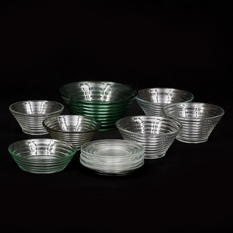 EDWARD HALD. Glas, 15 delar, modell HS 1149, Sandviks glasbruk, Orrefors, 1930-tal. på auktion hos Crafoord Auktioner Malmö