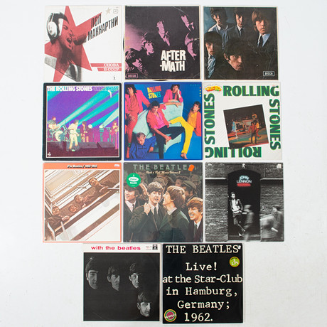 VINYLSKIVOR. 11 stycken, Rolling Stones och Beatles. på auktion hos Laholms Auktionskammare