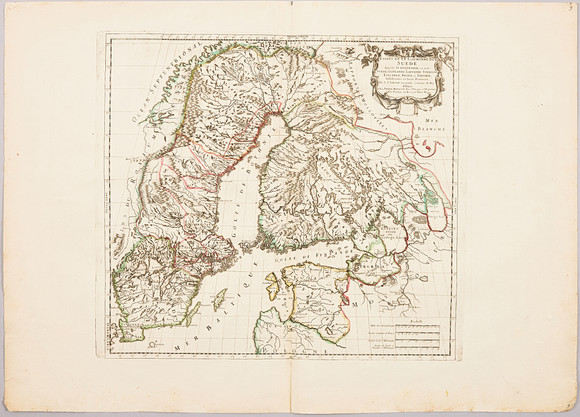 KARTA ÖVER SKANDINAVIEN AV SANSON, ca 1665. på auktion hos Stockholms Auktionsverk Magasin 5