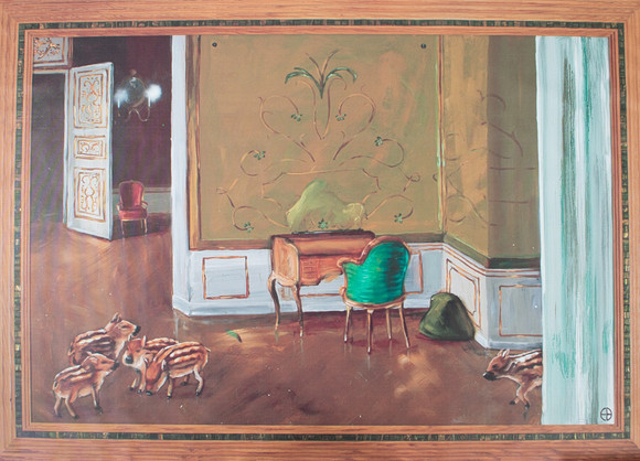 ERNST BILLGREN. EFTER. Besök hemma, screentryck på duk, "Premiär", ur Ikeas Art Event-serie, 2006, Signerad, n på auktion hos Laholms Auktionskammare