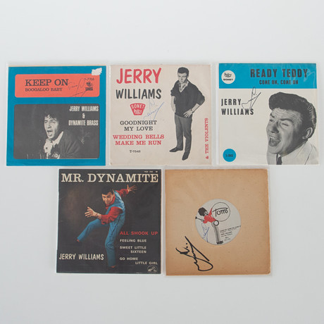 JERRY WILLIAMS. Singlar 7", 5 stycken, signerade. på auktion hos Laholms Auktionskammare