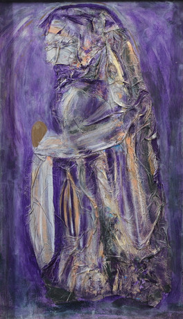 CHRISTIN OHLIN (1946-2025). Figurkomposition, blandteknik på pannå. på auktion hos Växjö Auktionskammare
