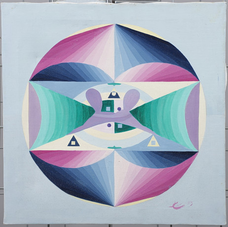 CHRISTIN OHLIN (1946-2025). "Involution - evolution", olja på duk, signerad och daterad -91. på auktion hos Växjö Auktionskammare