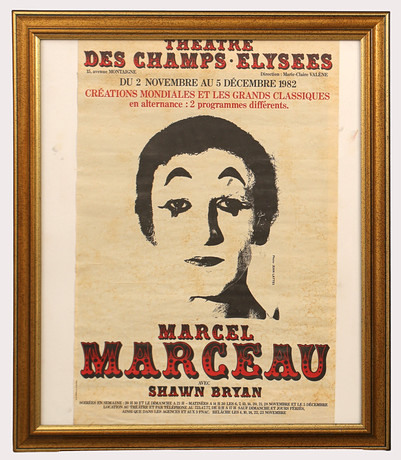 AFFISCH, Marcel Marceau, Theatre Des Champs Elysees, 1982. på auktion hos Limhamns Auktionsbyrå