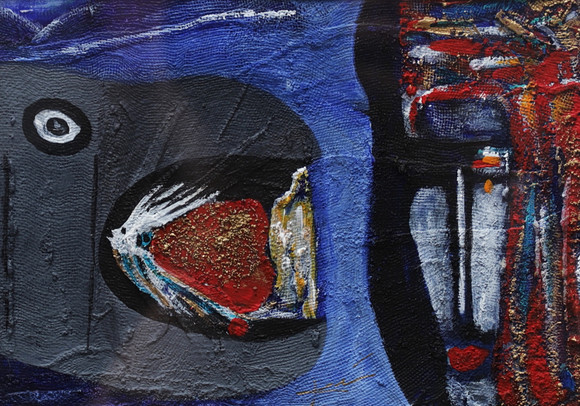 CHRISTIN OHLIN (1946-2025). "Jona och valfisken", på pannå, signerad. på auktion hos Växjö Auktionskammare