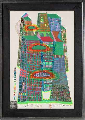 FRIEDENSREICH HUNDERTWASSER. "Good morning city, bleeding town", 1969-70. på auktion hos Stockholms Auktionsverk Helsingborg