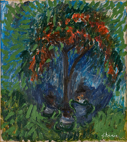 CHENIA EKSTRÖM (ROSTOW 1915-1985 STOCKHOLM). Trädet, signerad Chenia, olja på pannå. på auktion hos Crafoord Auktioner Stockholm