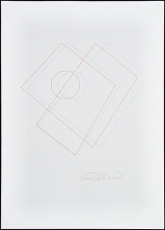 OSCAR REUTERSVÄRD (Sverige, 1915-2002), Perspective japonaise - Omöjlig figur, signerad, originalteckning. på auktion hos Crafoord Auktioner Stockholm