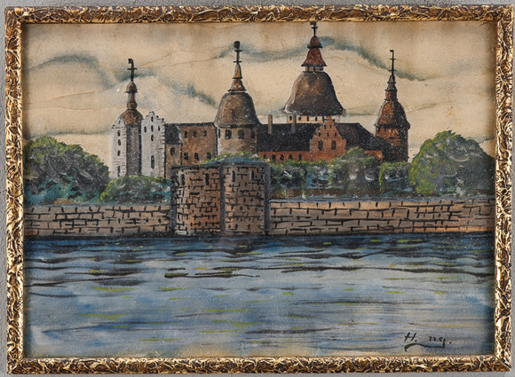 OIDENTIFIERAD KONSTNÄR, motiv mot Kalmar Slott. på auktion hos Karlstad Hammarö Auktionsverk