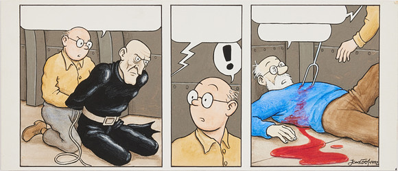 JAN LÖÖF. (Född 1940), original seriesida, ur "Det sista uppdraget" publicera i albumet "Serier om den första på auktion hos Stockholms Auktionsverk Magasin 5