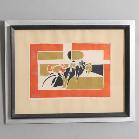 JÖRGEN FOGELQVIST, färglitografi, signerad, daterad 1955, 96/100. på auktion hos Örebro Stadsauktioner