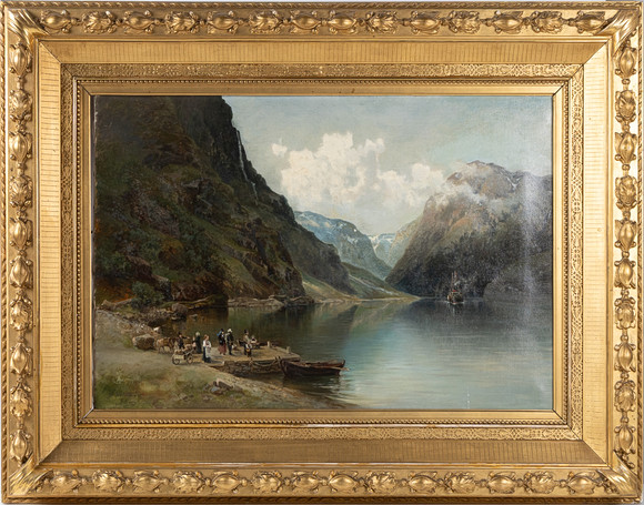JOSEFINA HOLMLUND. Fjordlandskap, olja på duk. på auktion hos Stockholms Auktionsverk Helsingborg