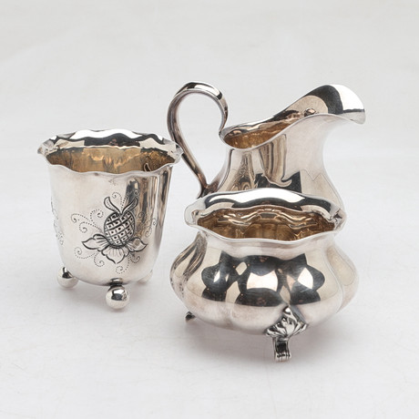 SILVER, 3 delar, delvis Bransch Oscar L Olausson, 1900-tal, totalvikt ca 181 cm. på auktion hos Gomér & Andersson Norrköping