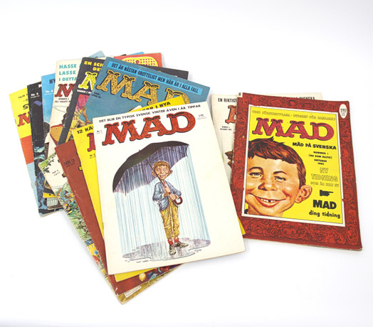MAD, Svenska Mad, nummer 1 och 2, 1960, samt 1-6, 1961, 1-3 1962, nr 5 1977. på auktion hos Höganäs Auktionsverk
