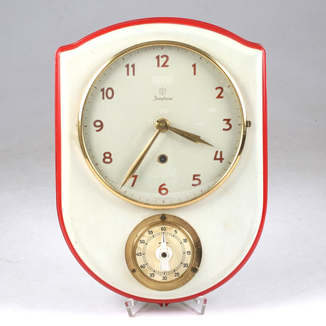 VÄGGKLOCKA med timer, Junghans, 1900-talets mitt. på auktion hos Stadsauktion Sundsvall