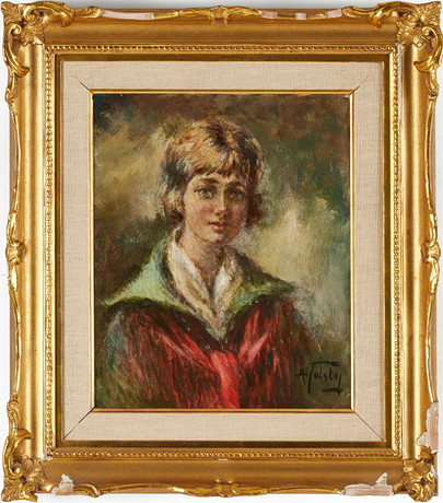 ALEXANDER TOLSTOY (1895-1969). Damporträtt, signerad, olja på duk. på auktion hos Crafoord Auktioner Stockholm