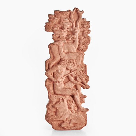 STIG BLOMBERG (1901–1970). "Näcken spelar", relief i patinerad gips, signerad. på auktion hos Crafoord Auktioner Stockholm