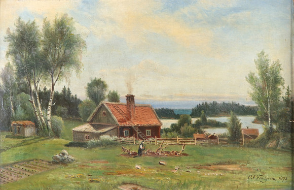 CARL AUGUST FAHLGREN. Oljemålning på duk. Sommaridyll. Signerad och daterad 1898. på auktion hos Skånes Auktionsverk