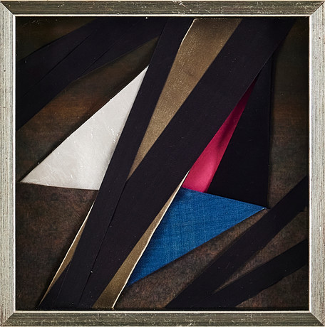 MARGIT SZILVITZKY (Ungern 1931-2018) Komposition, collage, 1986. på auktion hos Stockholms Auktionsverk Magasin 5
