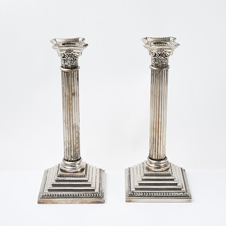 LJUSSTAKAR. 1 par, nysilver, Godinger Silver, 1992. på auktion hos Stockholms Auktionsverk Sickla