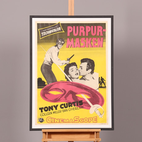 FILMAFFISCH, "Purpurmasken", J. Olsens Lito, Stockholm 1955. på auktion hos Borås Auktionshall