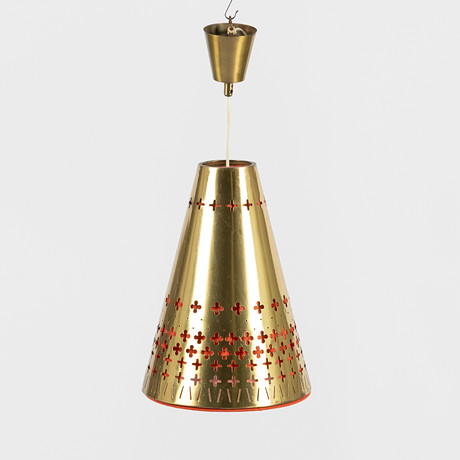 TAKLAMPA, konformad, mässing, Einar Bäckströms metallvarufabrik, 1940/50-tal. på auktion hos Stockholms Auktionsverk Helsingborg
