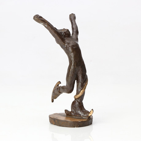 CECILIA GRÖNING. SKULPTUR. Patinerad brons, 4/12. "Madonna Buona". Signerad, numrerar samt undertill dedikerad på auktion hos Skånes Auktionsverk