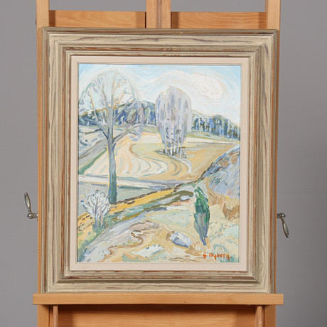 GÖSTA NYBERG. OLJA PÅ DUK, "Vårdag", landskapsmotiv, signerad. på auktion hos Borås Auktionshall