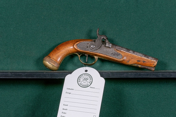 Slaglåspistol, svensk, sk faktoriarbete, 1800-talets mitt. på auktion hos Mauritz Widforss