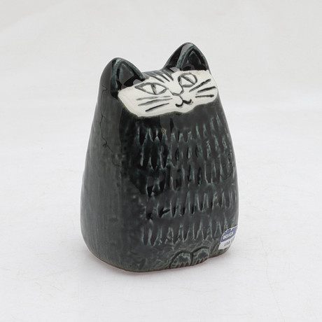 LISA LARSON. Figurin, Stengods, "Liten katt", Gustavsberg. på auktion hos Gomér & Andersson Norrköping