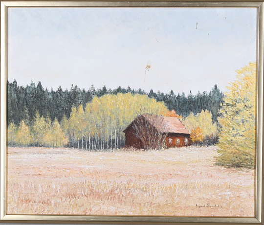 INGRID SUNDELIN. Olja på duk, " Västmanland", signerad. på auktion hos Gomér & Andersson Norrköping