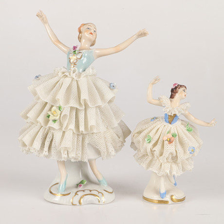 FIGURINER, 2 stycken, ballerinor, porslin, Tyskland. på auktion hos Helsingborgs Auktionskammare