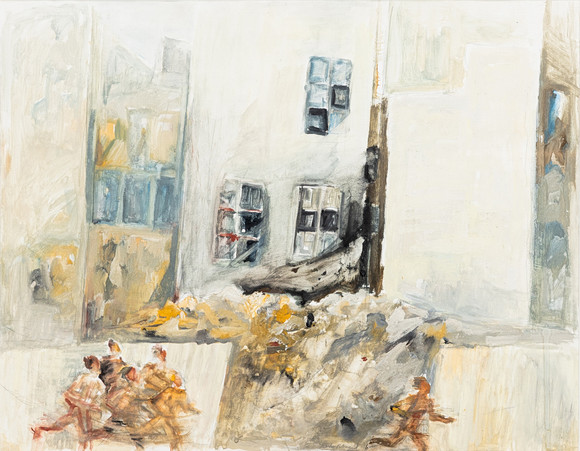 BARBRO BLOMQVIST. figurativ komposition, gouache, signerad. på auktion hos Auktionshuset Kolonn