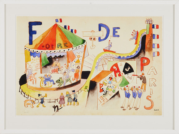 GÖSTA ADRIAN-NILSSON GAN (1884‑1965). ”De tre små sjömännens äventyr i Paris”, grafiskt blad, numrerat och stä på auktion hos Stockholms Auktionsverk Magasin 5
