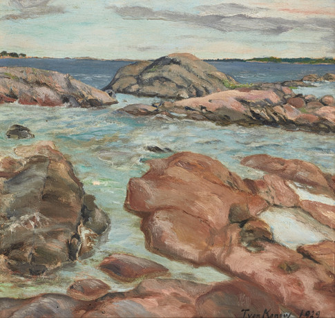 JURGEN VON KONOW (SVERIGE, 1915-1959). "Motiv från Fogdö", signerad, daterad 1929, olja på pannå. på auktion hos Crafoord Auktioner Stockholm