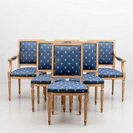 STOLAR, 6 st, Gustaviansk stil, 1900-talets andra hälft. på auktion hos Auktionshuset Kolonn