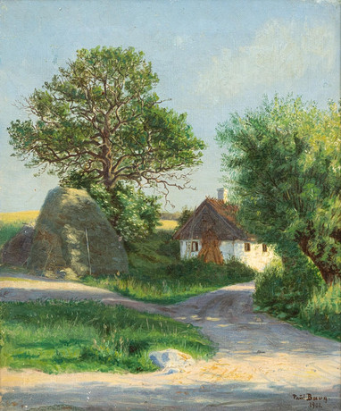 POUL BANG, (DANMARK 1869-1930). Gård i sommarlandskap, olja på duk, signerad och daterad 1904. på auktion hos Garpenhus Auktioner