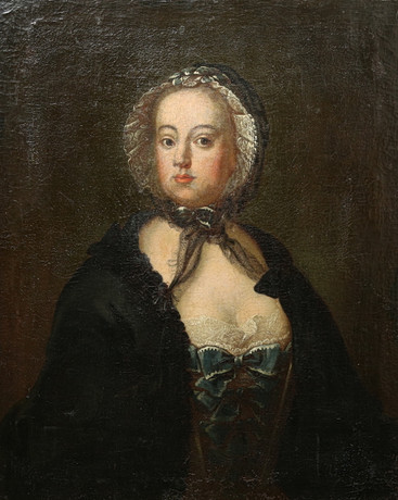 ULRICA FREDRICA PASCH (SVERIGE, 1735-1796). HENNES KRETS. olja på duk uppklistrad på pannå, porträtt av adelsd på auktion hos Gomér & Andersson Linköping