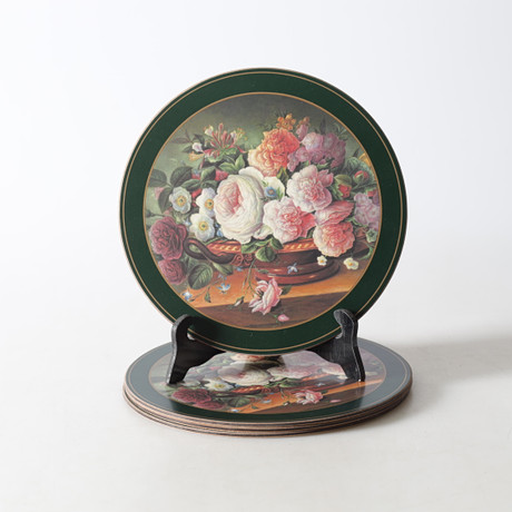 BORDSTABLETTER, 4 st, "Flower Baskets", Pimpernel, 1900-/2000-tal. på auktion hos Gomér & Andersson Nyköping