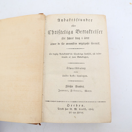 Undaftsstunder eller christeliga betraktelser för hwar dag i året. 1828. på auktion hos Falun Auktionsbyrå