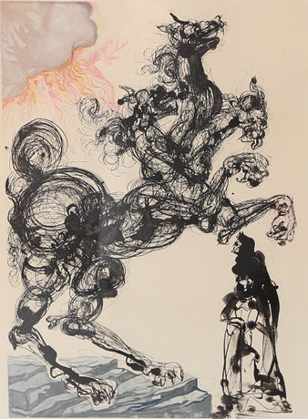 SALVADOR DALÍ. EFTER. grafiskt blad, La divine Comedie från Dante Alighieri, otydligt numrerad, ej signerad. på auktion hos Gomér & Andersson Linköping