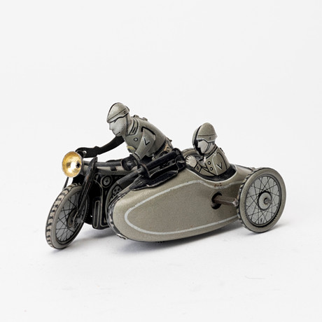 MOTORCYCLE with sidecar, plastic, BMW R75, Germany. Toys - Toys